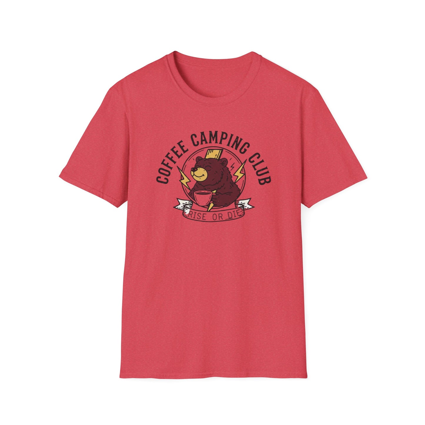 'Rise or Die' Bear Coffee Camping T-Shirt
