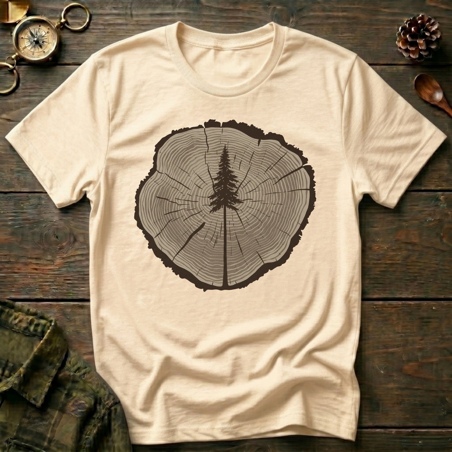 Tree Rings Woodcut T-Shirt