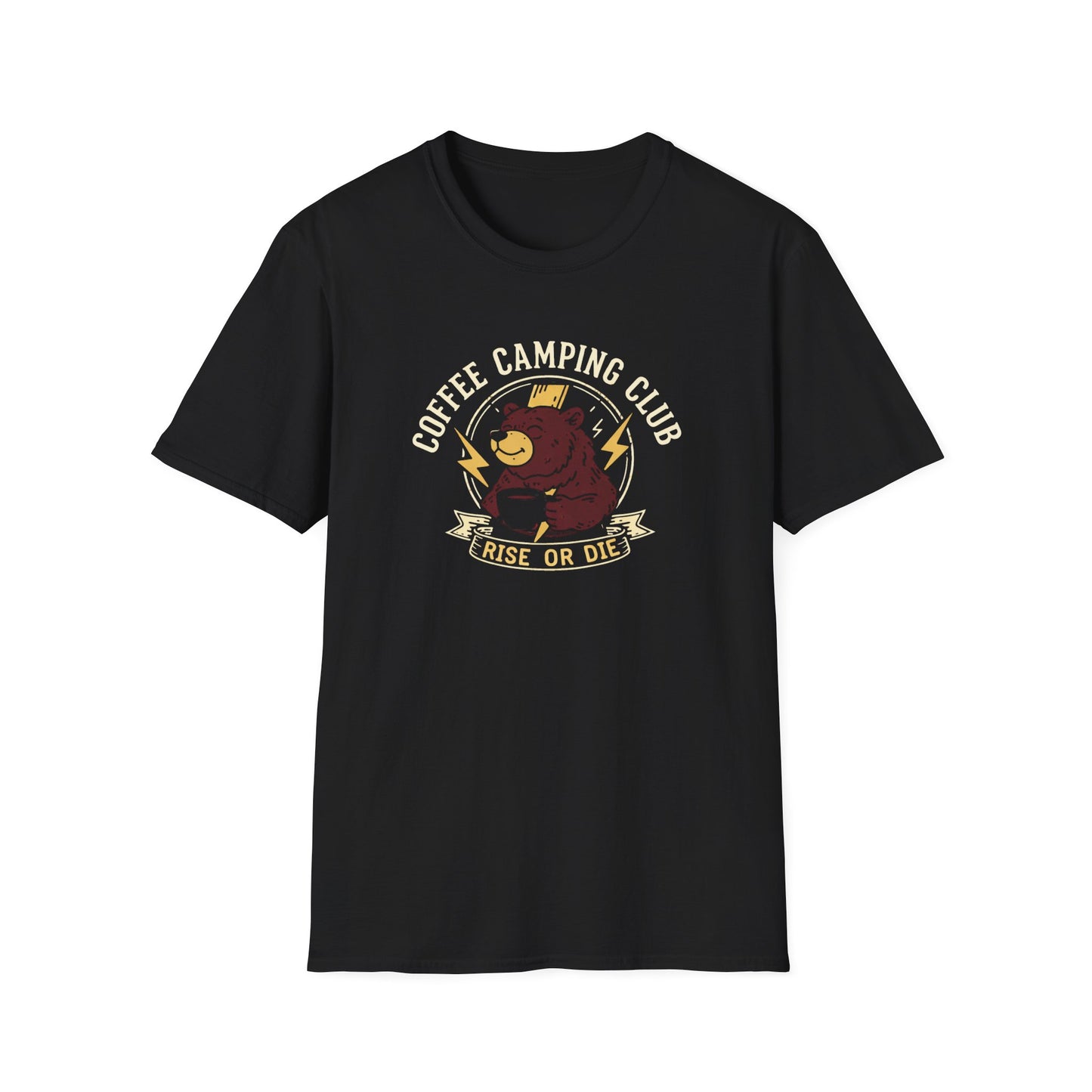 'Rise or Die' Bear Coffee Camping T-Shirt