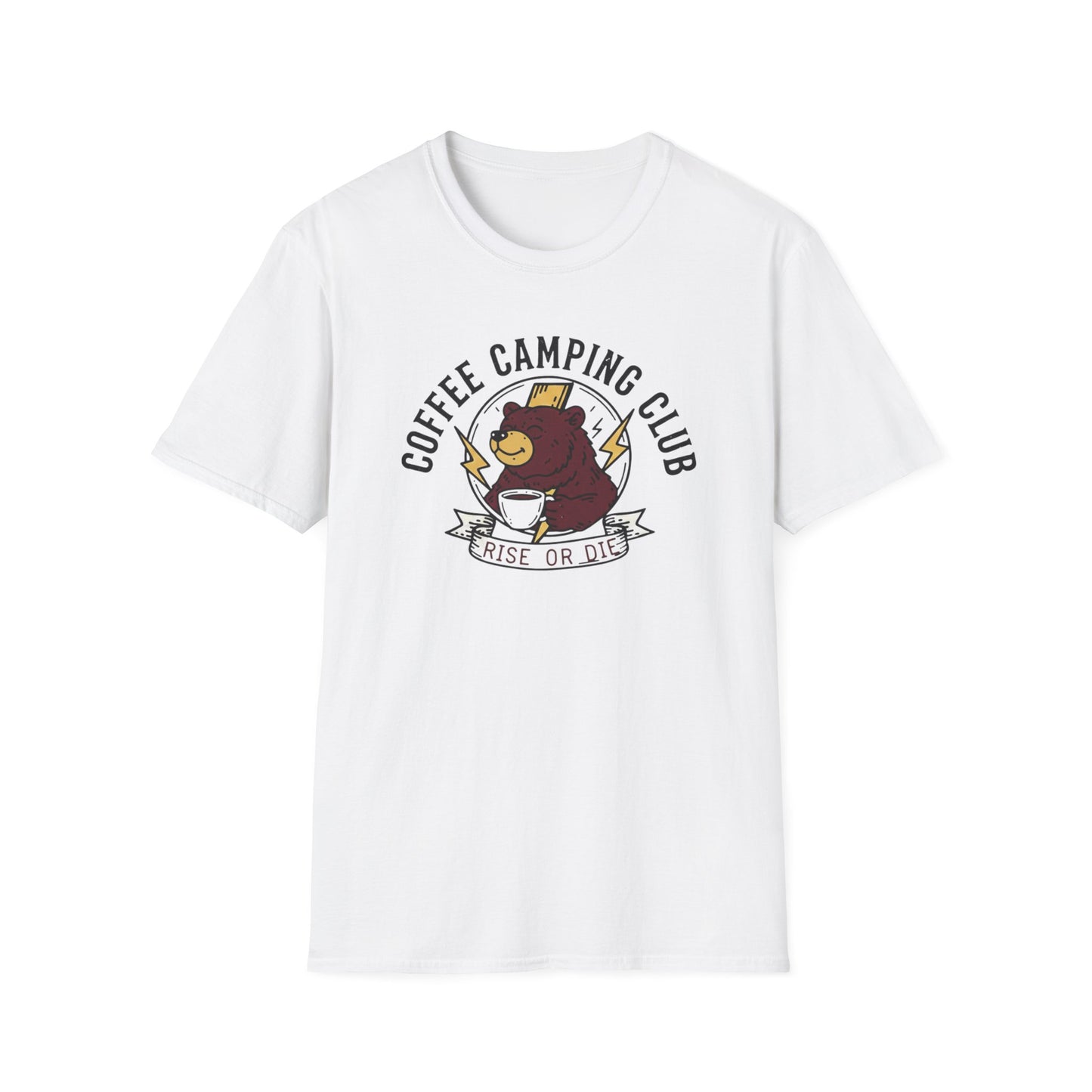 'Rise or Die' Bear Coffee Camping T-Shirt