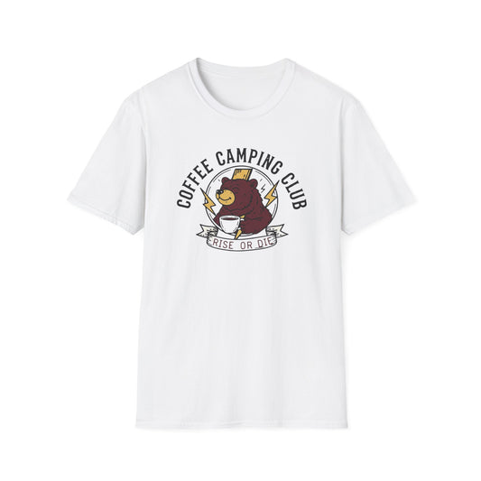 'Rise or Die' Bear Coffee Camping T-Shirt