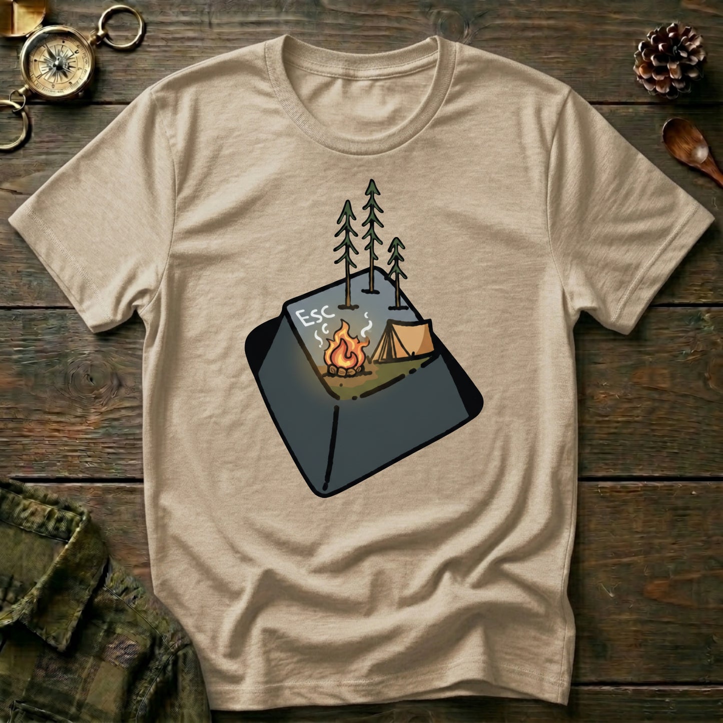 Camping Keyboard Key T-Shirt