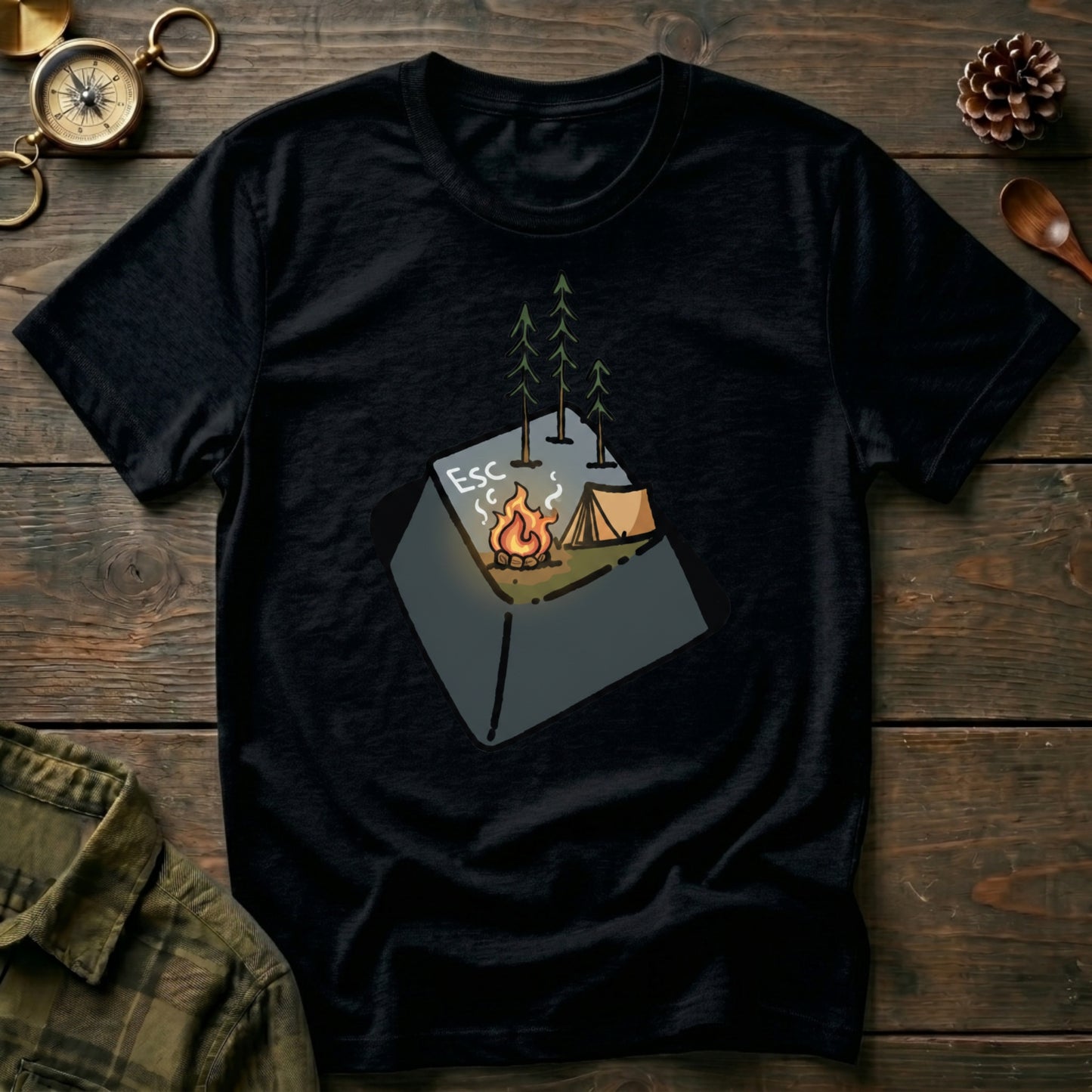 Camping Keyboard Key T-Shirt