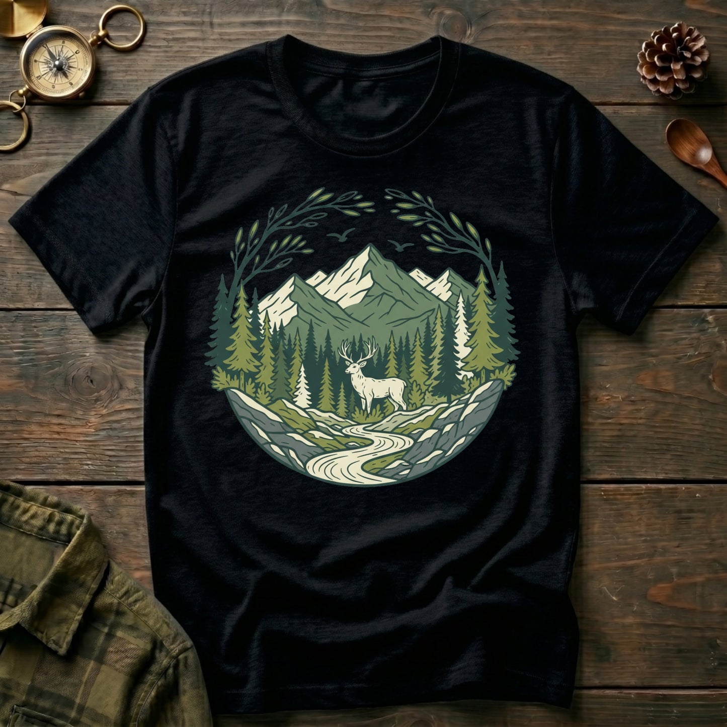 Scenic Forest River Graphic T-Shirt