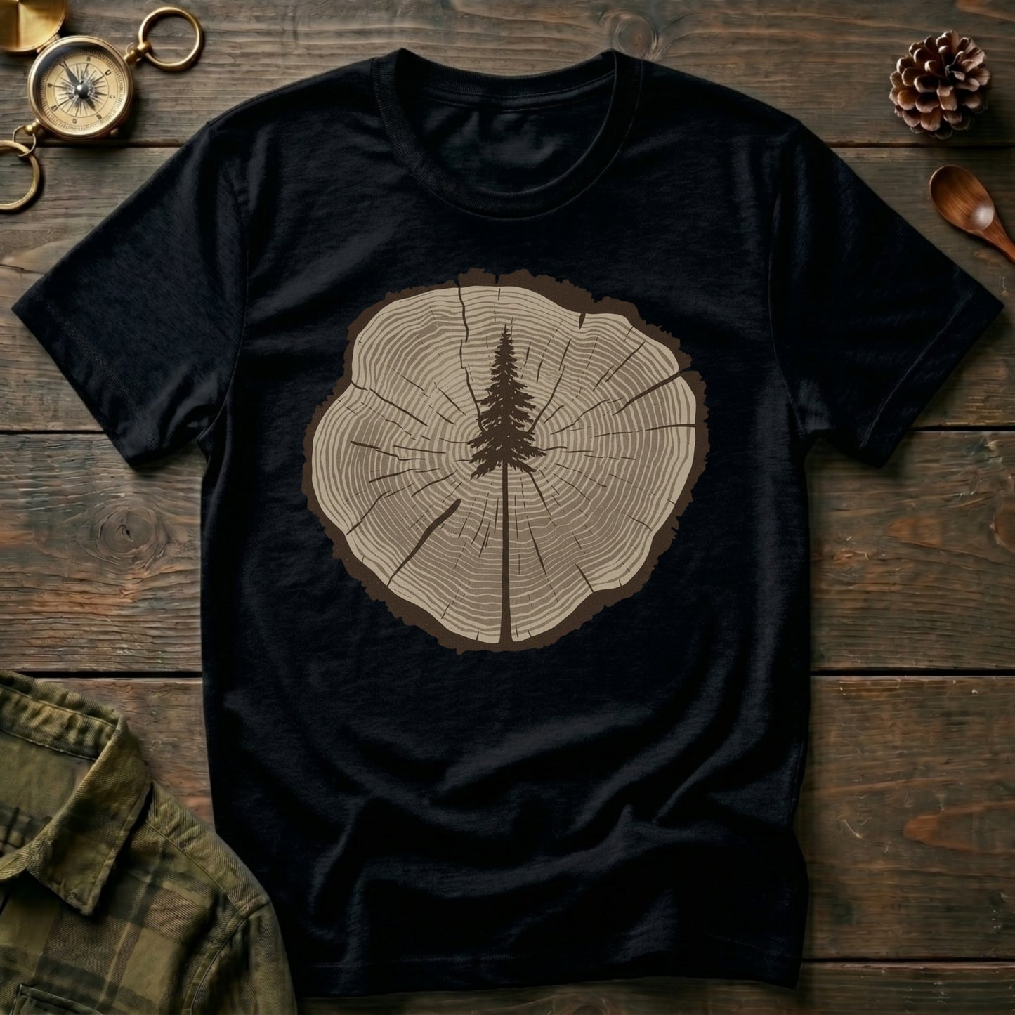 Tree Rings Woodcut T-Shirt