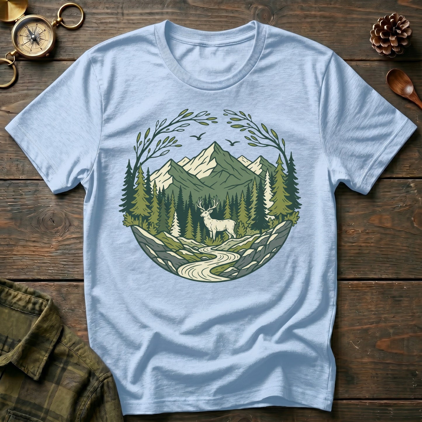 Scenic Forest River Graphic T-Shirt