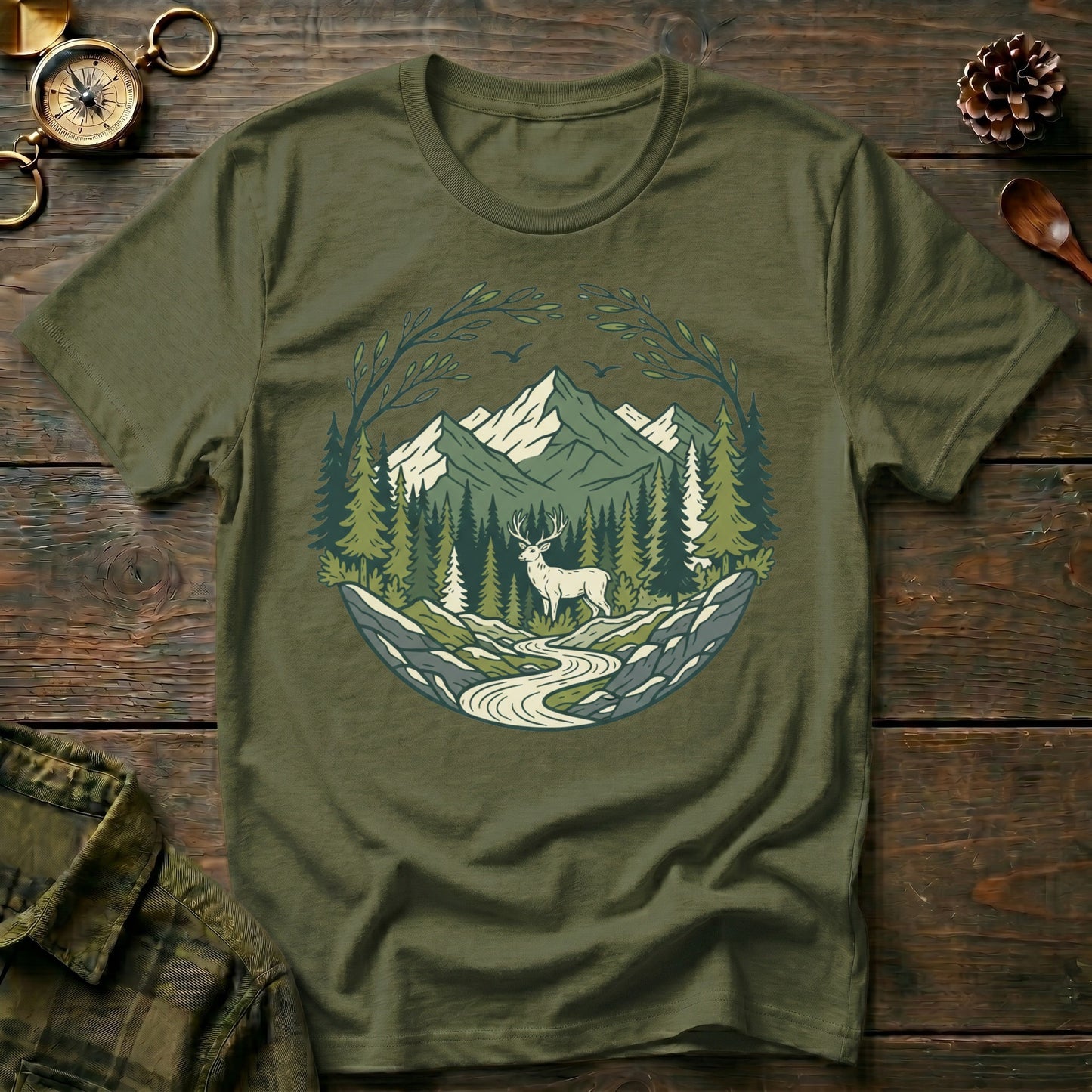 Scenic Forest River Graphic T-Shirt