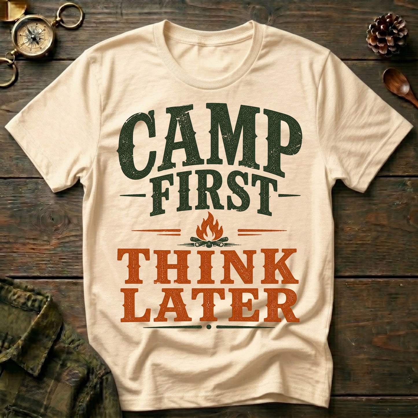 Camp First Think Later T-Shirt