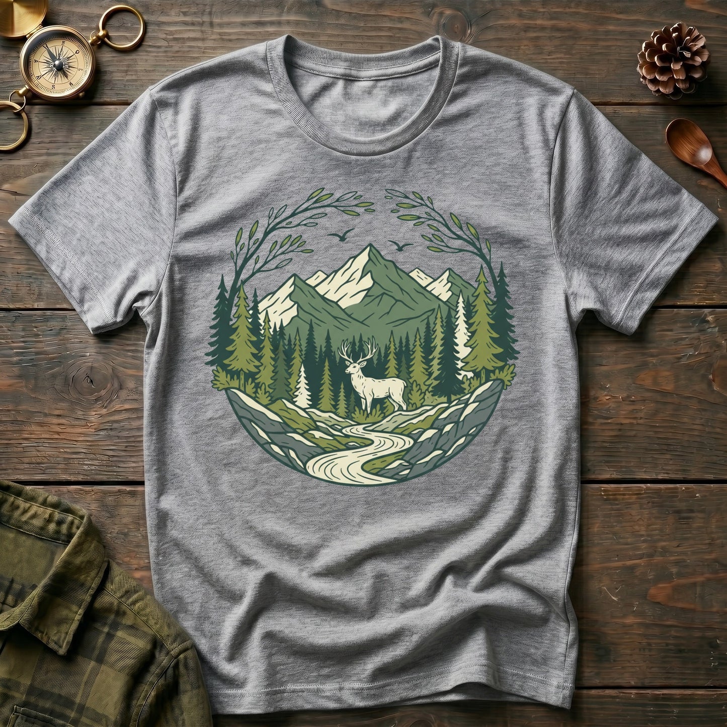 Scenic Forest River Graphic T-Shirt