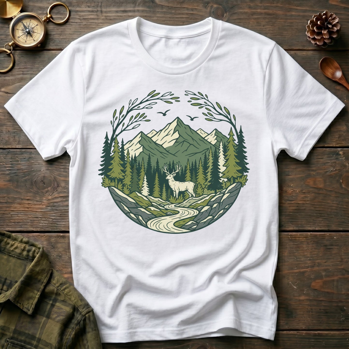 Scenic Forest River Graphic T-Shirt