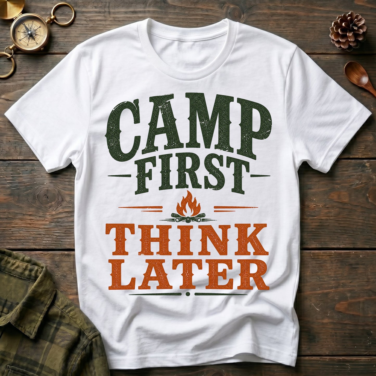 Camp First Think Later T-Shirt